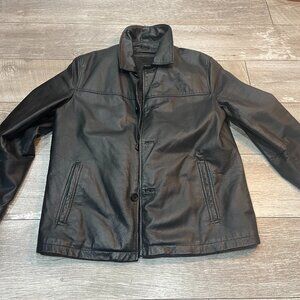 VTG Western Black leather aviation bomber biker jacket M zip in Liner